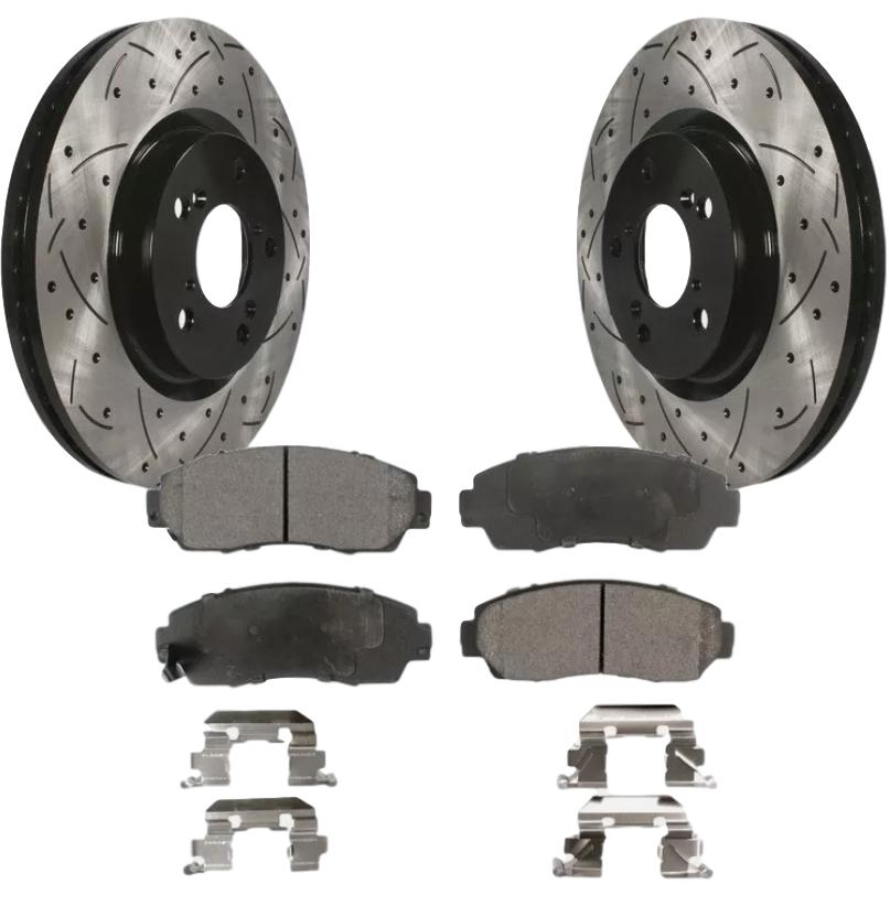 Nissan Altima Premium Brake Kit Package Front Cross Drilled Slotted Coated Rotors And Premium